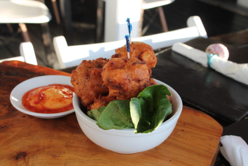 Traditional Bahamian conch fritters are served at a restaurant in The Bahamas.