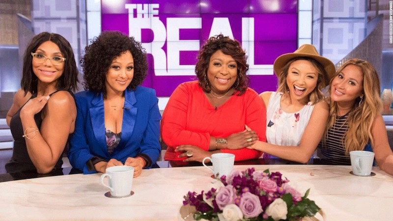 Singer Tamar Braxton is shown on the far left with her former The Real costars. 