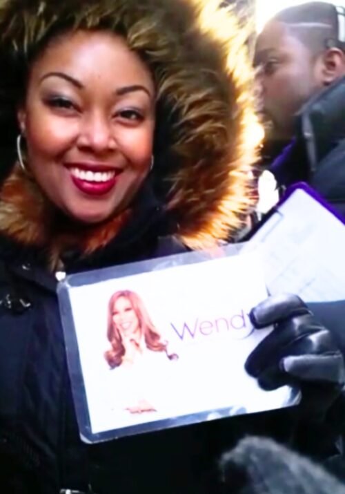 This Bahamian Gyal Blogger, Rogan, poses in front of the Wendy Williams Show in New York City.