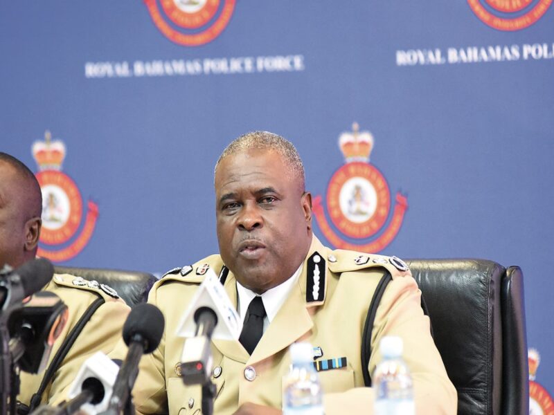 Former Royal Bahamas Police Force (RBPF) Commissioner, Anthony Ferguson speaks at a news conference.