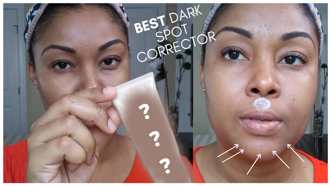 This Bahamian Gyal blogger, Rogan Smith holds up a censored bottle of her favourite dark spot corrector for black skin
