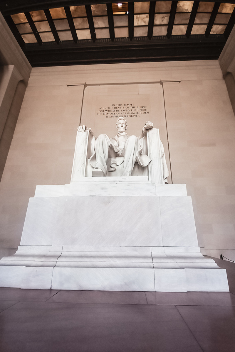 Statue of President Abraham Lincoln in the Lincoln Memorial in Washington, DC.
