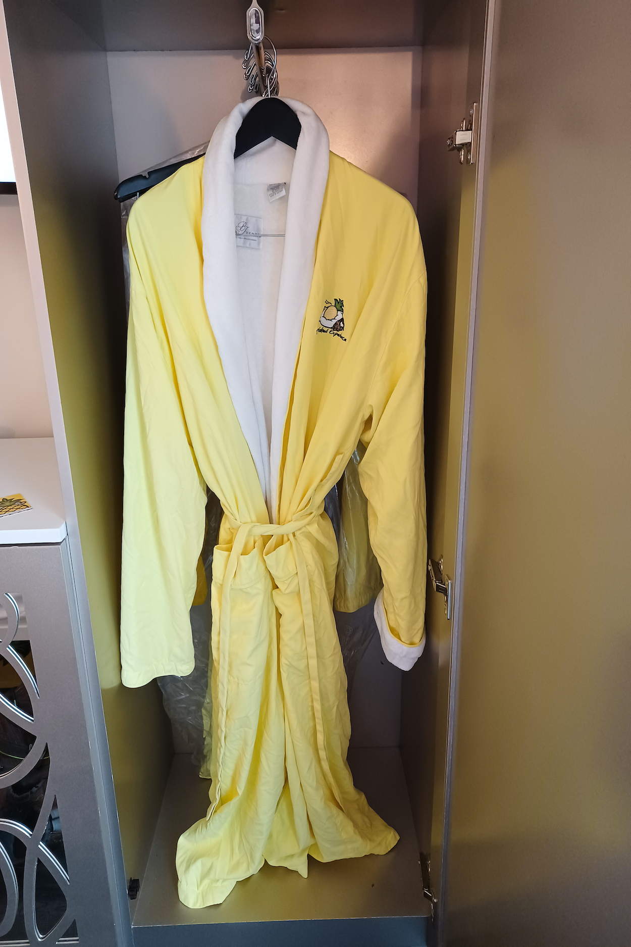 Plush yellow robe at StayPineapple Hotel New York City