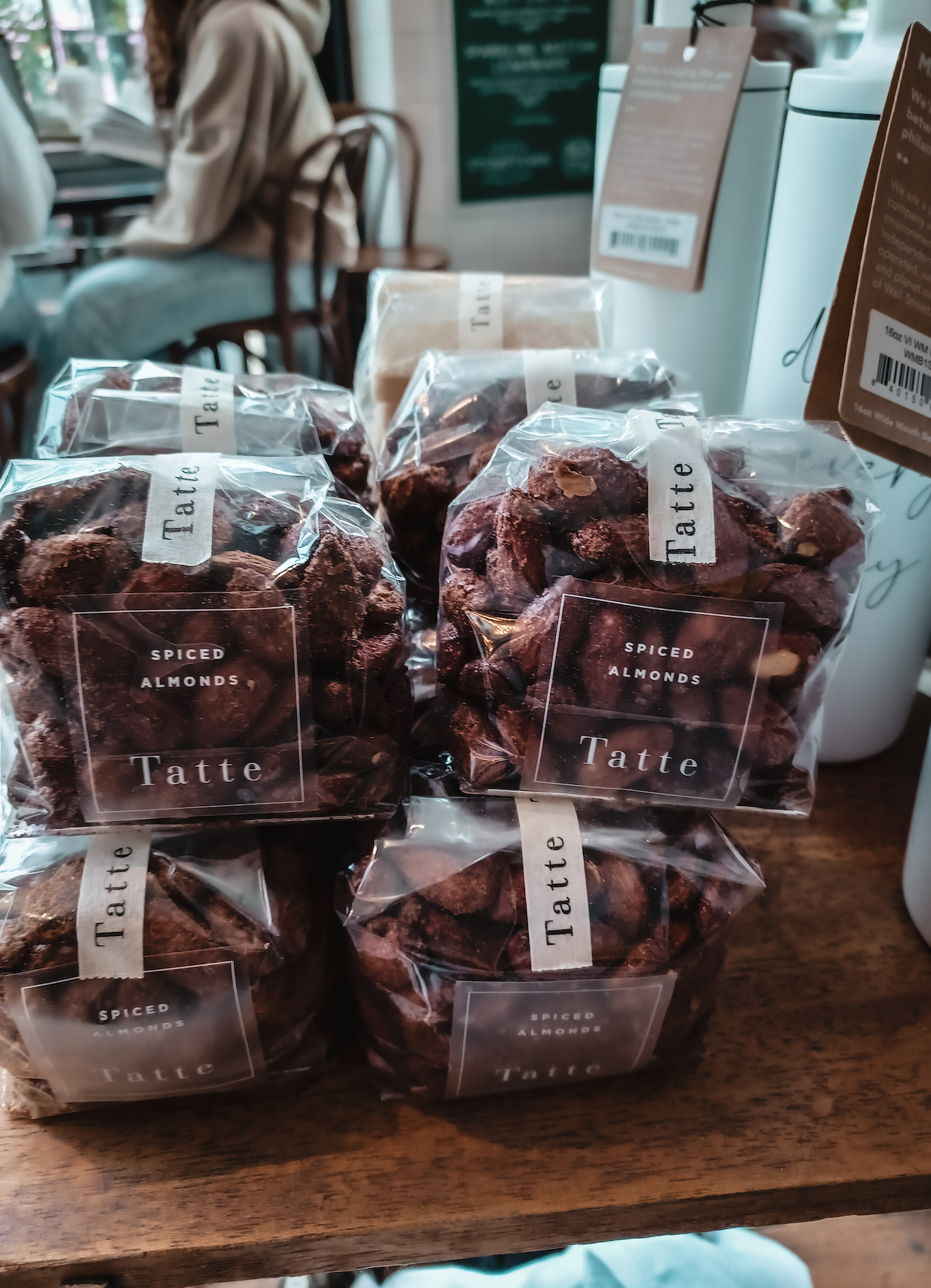 Package of spiced almonds at Tatte Bakery.